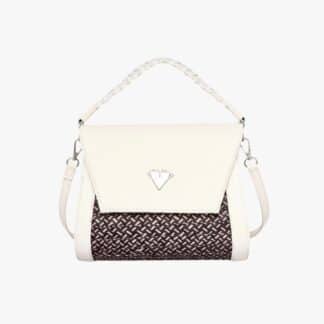 Beige Leather Crossbody Curvo Bag