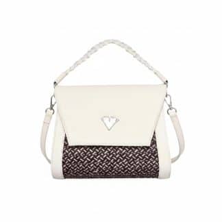 Beige Leather Crossbody Curvo Bag