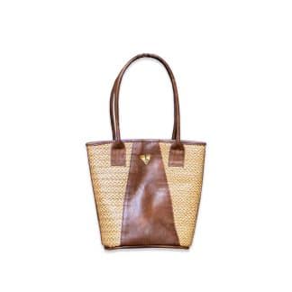 Brown Leather Tetra Tote Bag