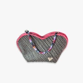Gray Heart makeup bag