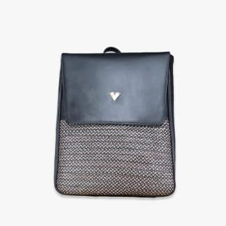 Black Leather Elite laptop Backpack