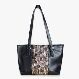 Black Leather Victoria Tote Bag