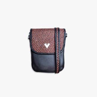 Black and red Small Crossbody leather Bag